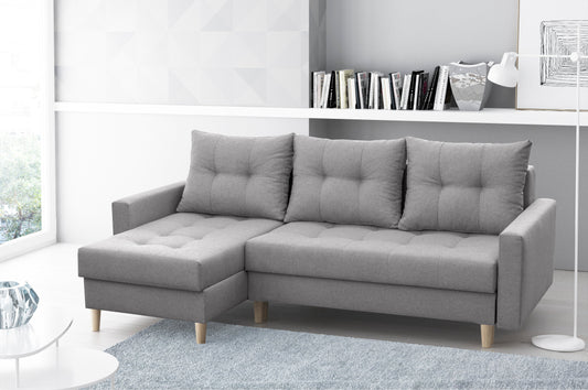 CORNER SOFA BED BRIAN 222x140CM 2X STORAGE SPACE  Universal  CORNER RIGHT/LEFT  / BONELL SPINGS + FOAM