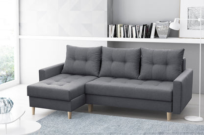 CORNER SOFA BED BRIAN 222x140CM 2X STORAGE SPACE  Universal  CORNER RIGHT/LEFT  / BONELL SPINGS + FOAM