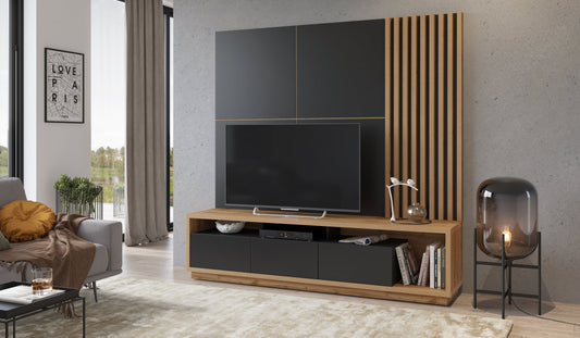 TV WALL UNIT CELINE 09 SLATWALL Wotan/black