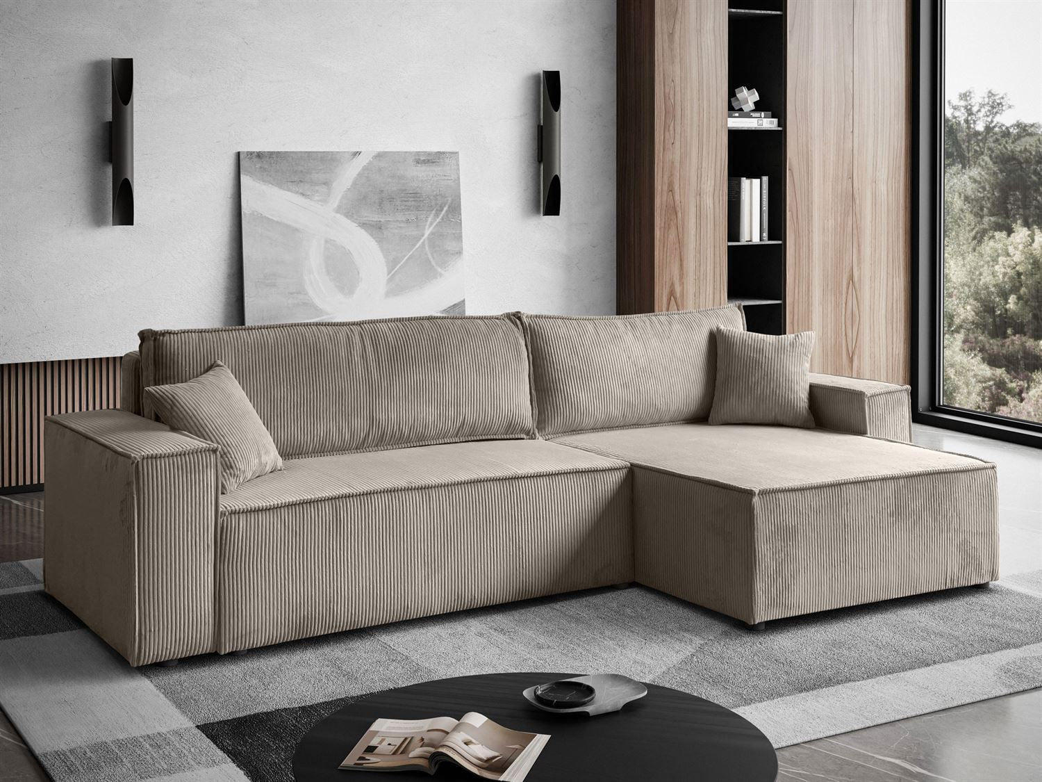 CORNER SOFA BED BERGAMO XL 277CM SPRINGS + FOAM