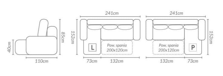 CORNER SOFA BED MAX 241CM / SPRINGS + FOAM