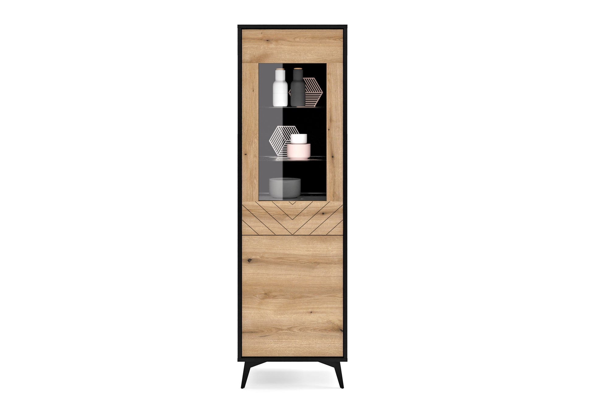 Display cabinet DIAMOND 08 black / evoke oak
