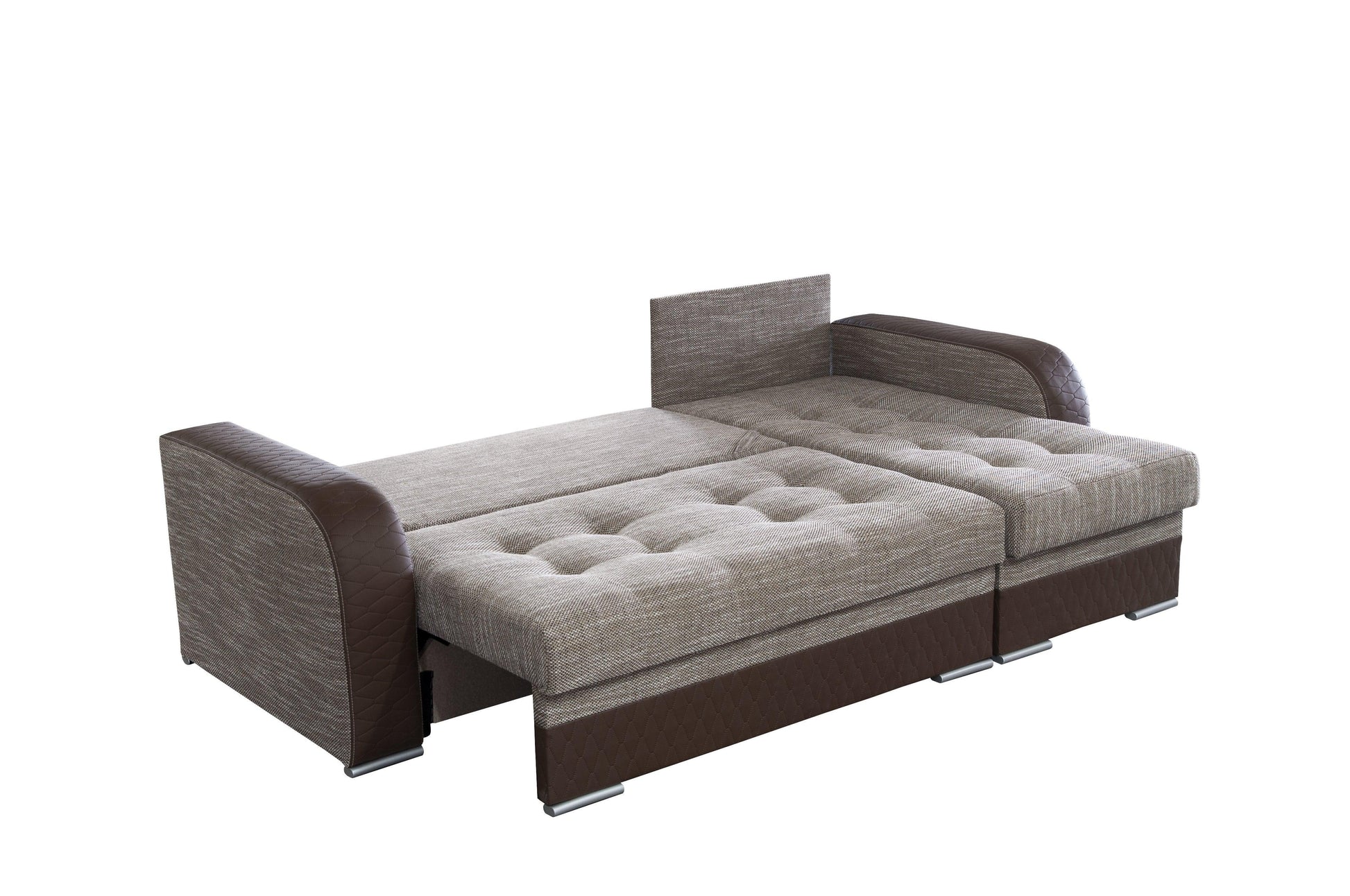 CORNER SOFA BED SAM BROWN BERLIN 03 / W55 236CM 2X STORAGE SPACE universal RIGHT/LEFT CORNER / BONELL SPRINGS + FOAM