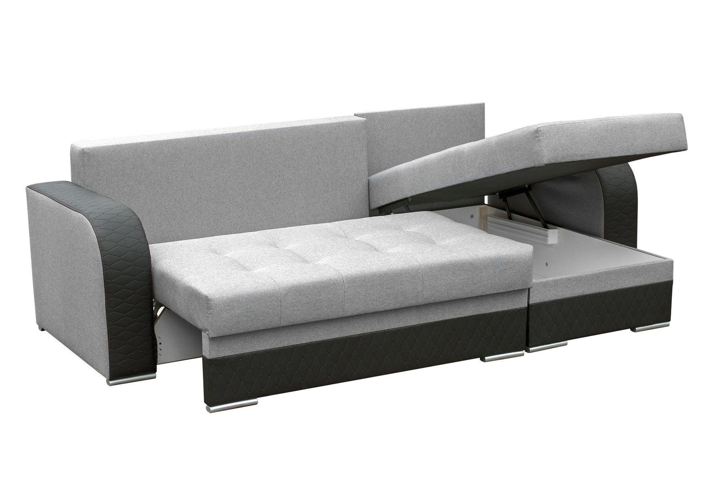 CORNER SOFA BED SAM GREY /BLACK 236CM 2X STORAGE SPACE universal RIGHT/LEFT CORNER / BONELL SPRINGS + FOAM