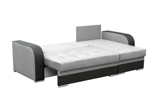 CORNER SOFA BED SAM GREY /BLACK 236CM 2X STORAGE SPACE universal RIGHT/LEFT CORNER / BONELL SPRINGS + FOAM