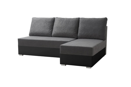 SMALL CORNER SOFA BED VIENNA MINI 200CM SUEDINE 1024/ BLACK FAUX LEATHER / BONELL SPRINGS + FOAM