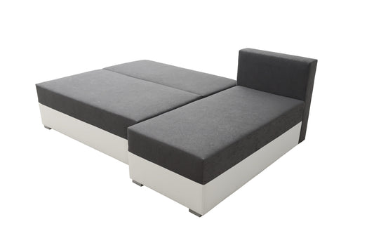 SMALL CORNER SOFA BED VIENNA MINI 200CM SUEDINE 1024/ BLACK FAUX LEATHER / BONELL SPRINGS + FOAM
