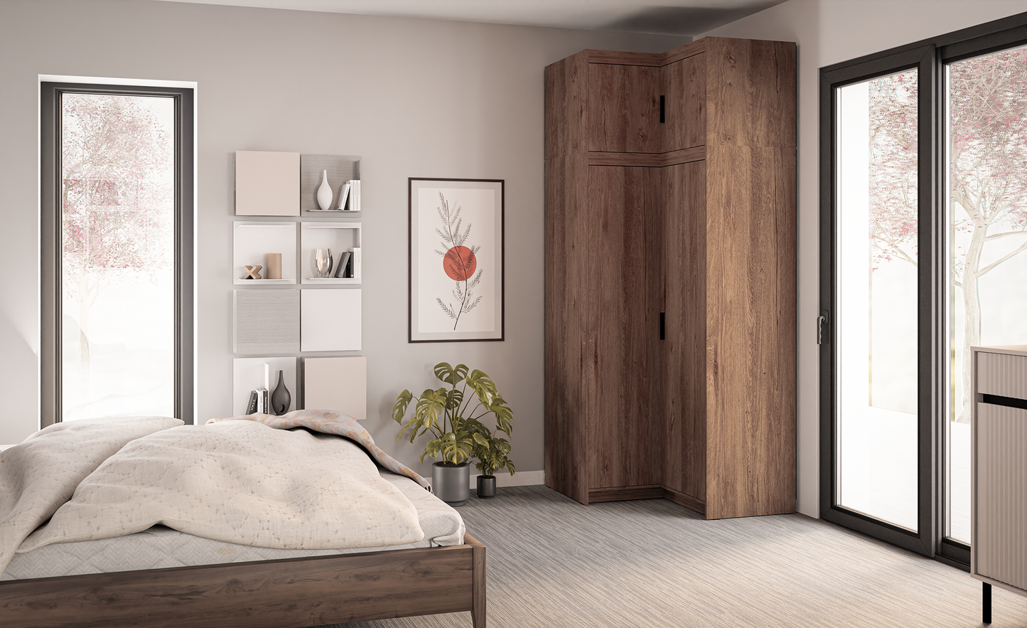 CORNER WARDROBE SELENA 2D NAR 100CM *AVAILABLE IN 3 COLORS*