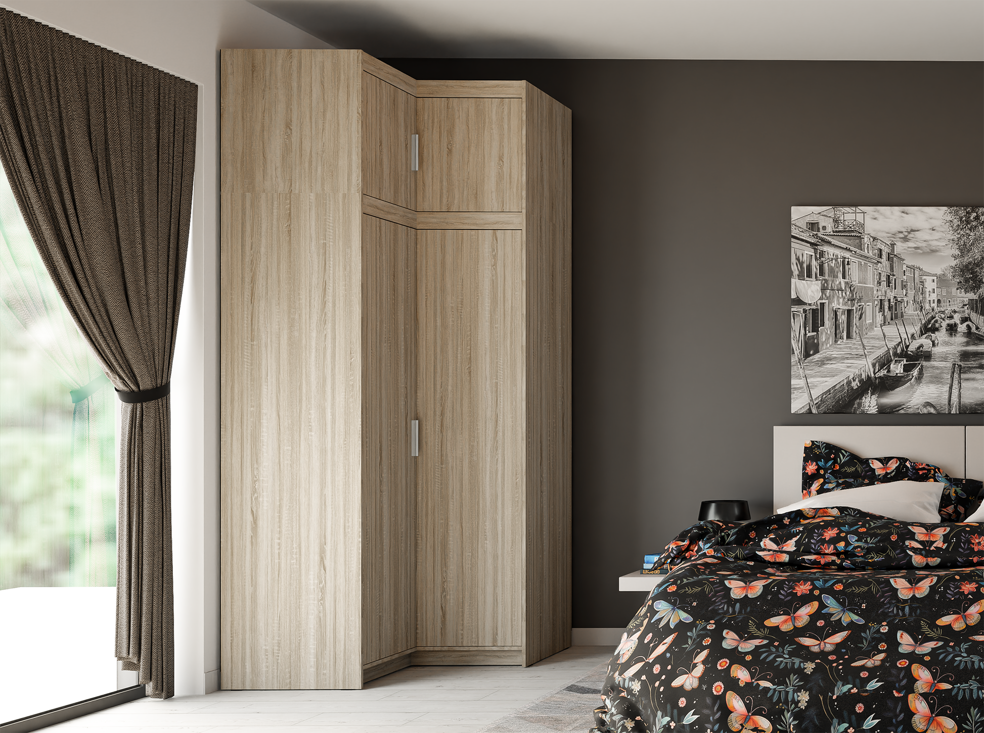 CORNER WARDROBE SELENA 2D NAR 100CM *AVAILABLE IN 3 COLORS*