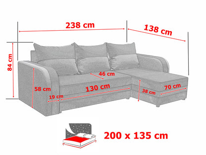 CORNER SOFA BED FLORIDA 238CM universal RIGHT/LEFT CORNER / FOAM