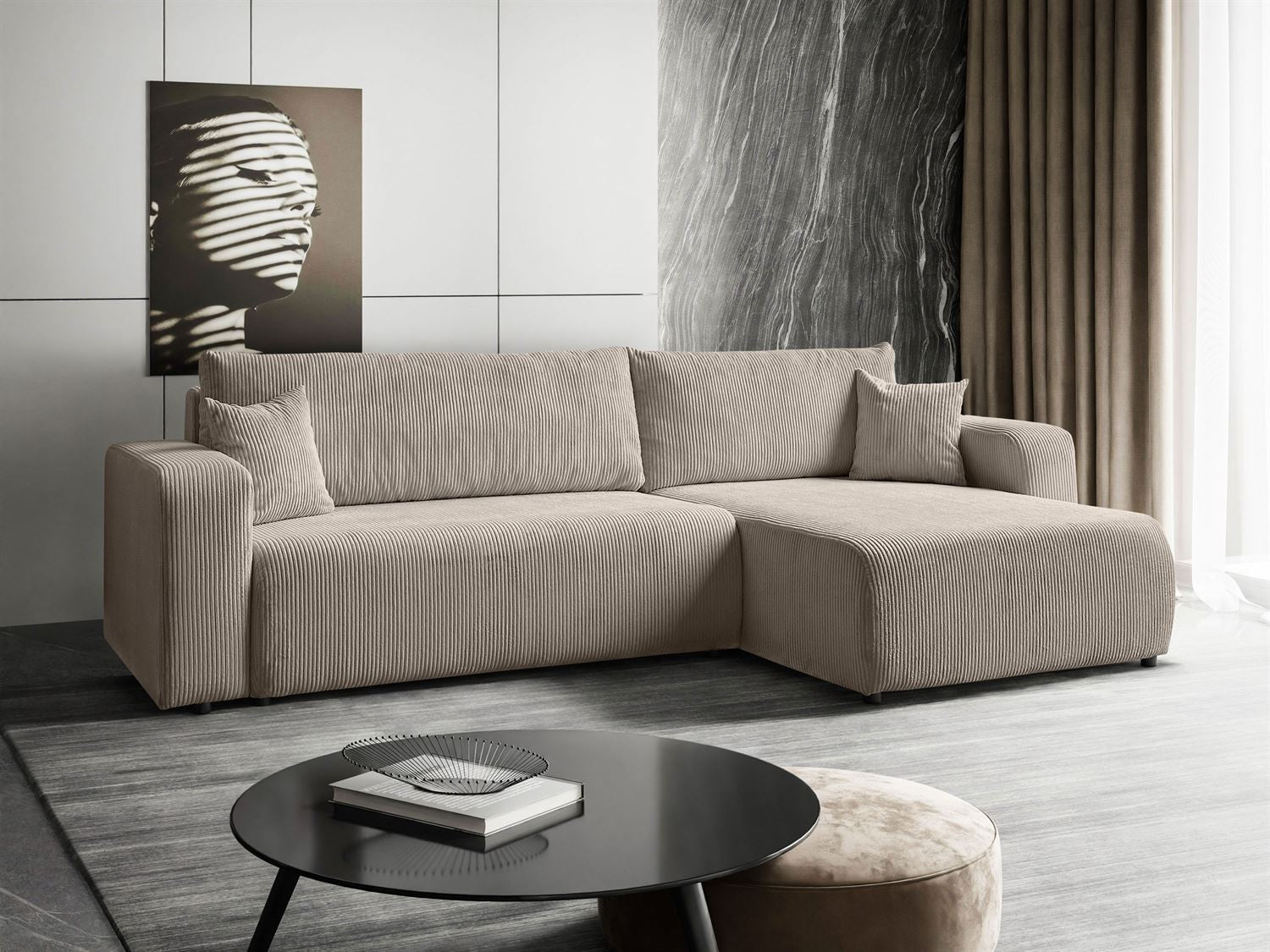 CORNER SOFA BED TOREZIO XL 277CM SPRINGS + FOAM