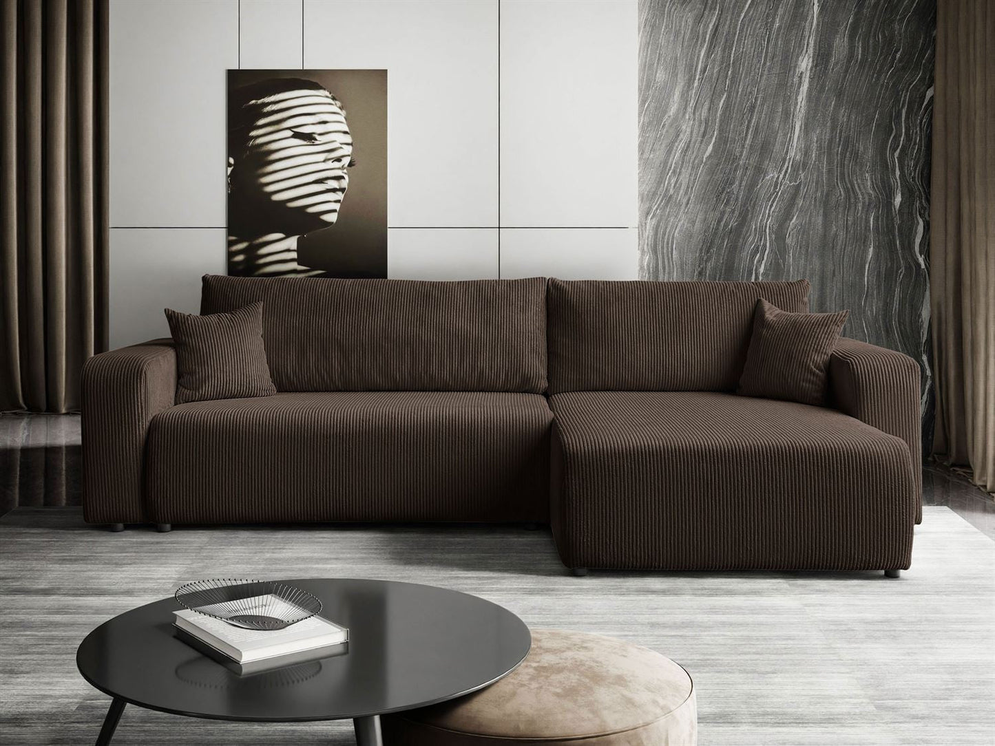 CORNER SOFA BED TOREZIO XL 277CM SPRINGS + FOAM