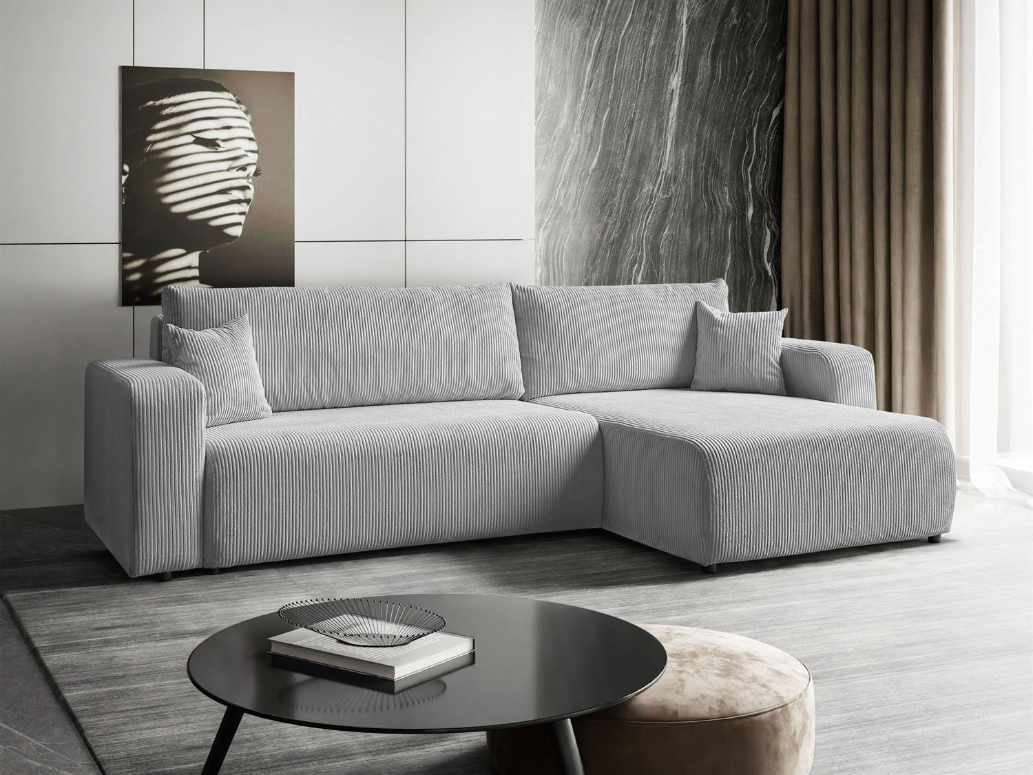 CORNER SOFA BED TOREZIO XL 277CM SPRINGS + FOAM