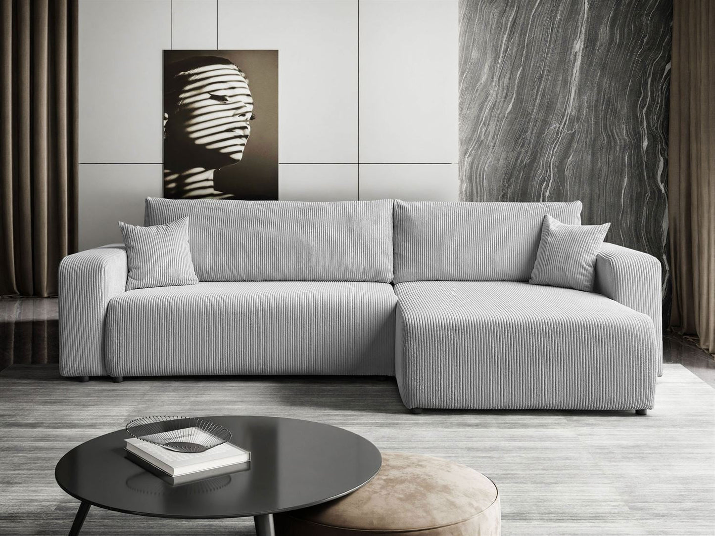 CORNER SOFA BED TOREZIO XL 277CM SPRINGS + FOAM