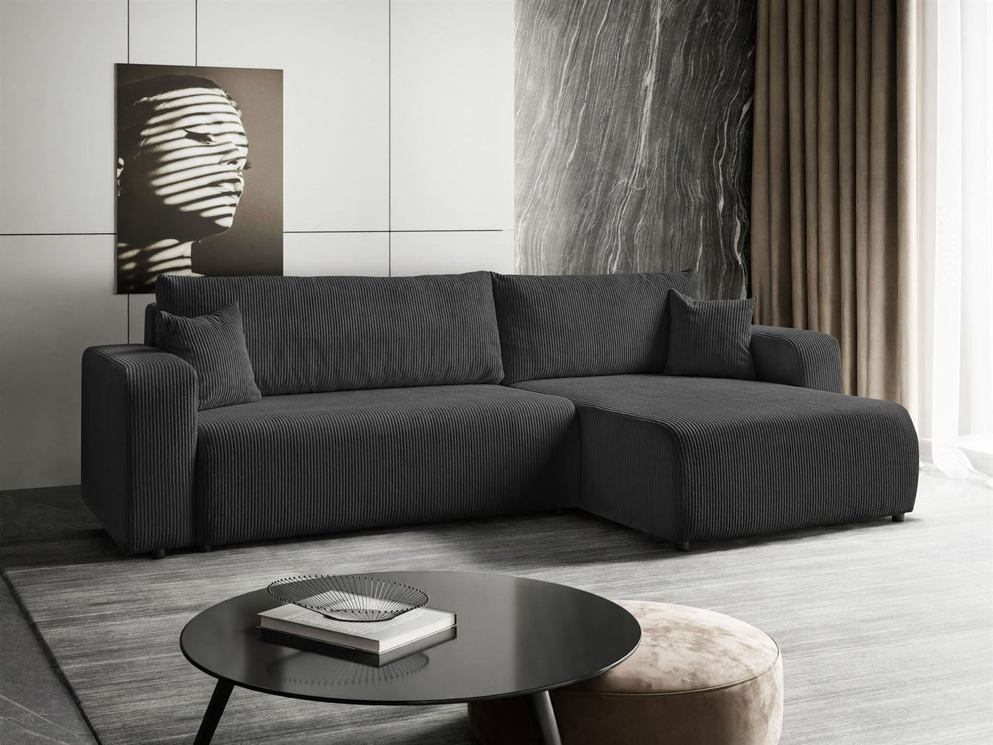 CORNER SOFA BED TOREZIO XL 277CM SPRINGS + FOAM