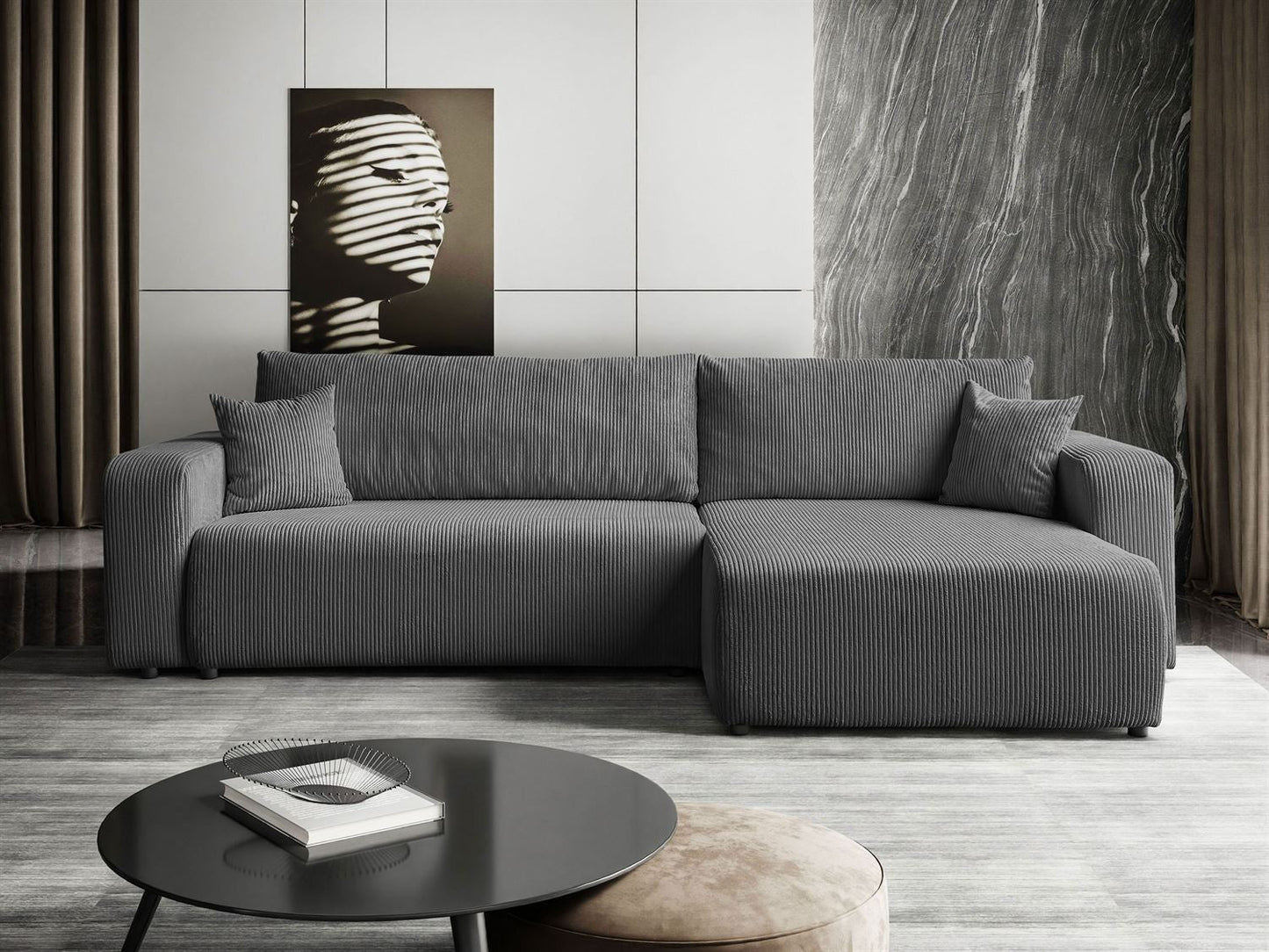 CORNER SOFA BED TOREZIO XL 277CM SPRINGS + FOAM