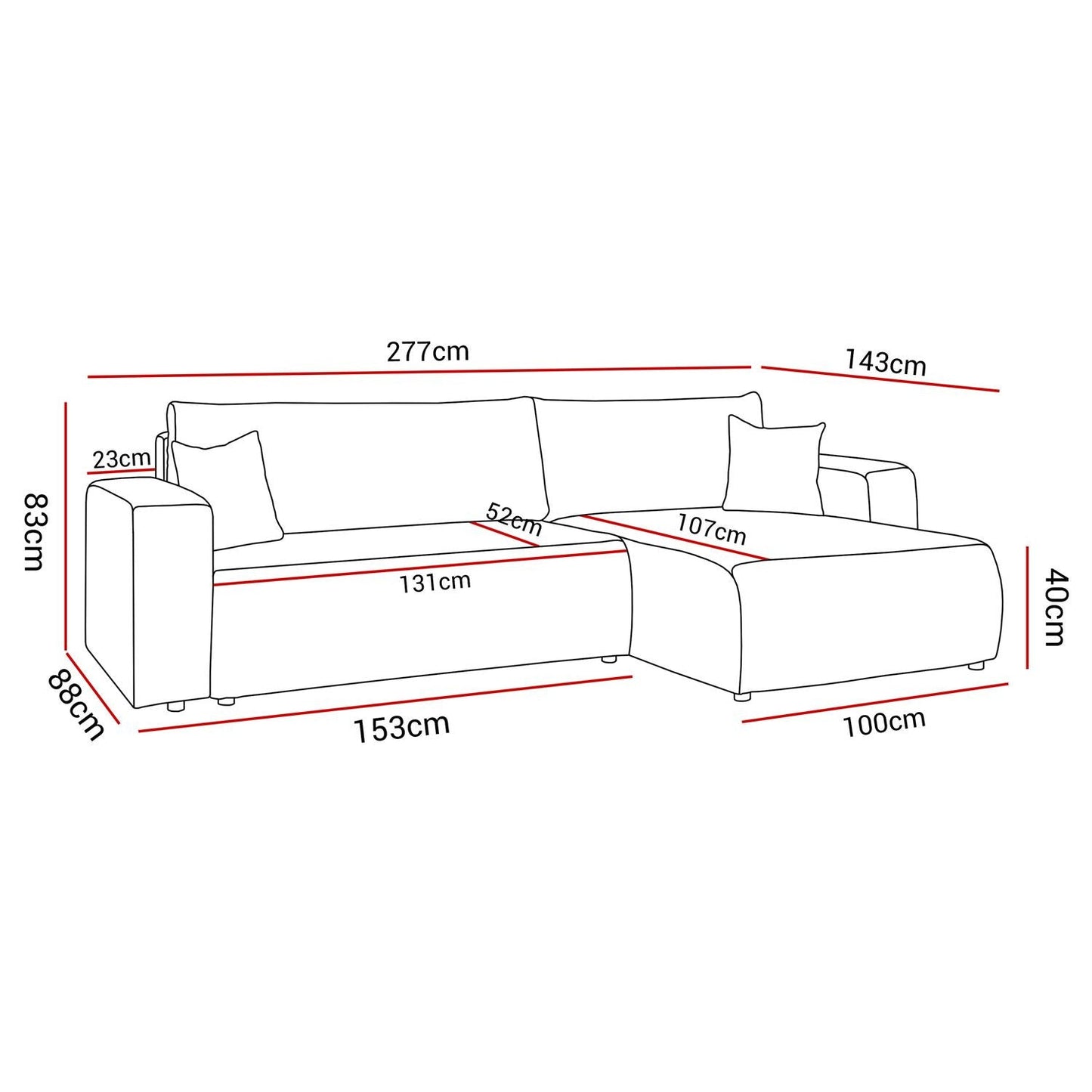 CORNER SOFA BED TOREZIO XL 277CM SPRINGS + FOAM