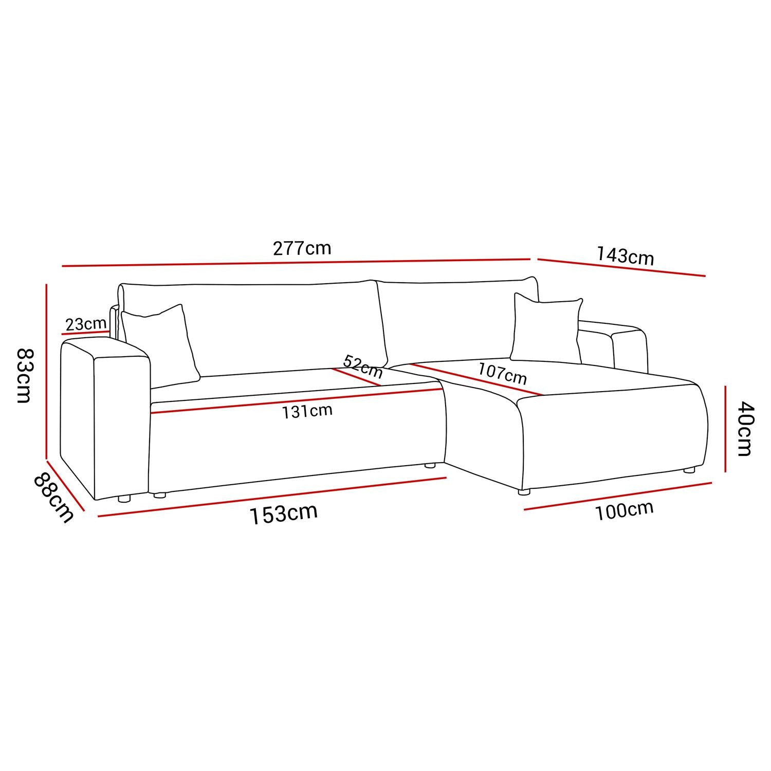 CORNER SOFA BED TOREZIO XL 277CM SPRINGS + FOAM