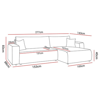 CORNER SOFA BED TOREZIO XL 277CM SPRINGS + FOAM