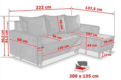 NEW! CORNER SOFA BED SNUGGY 222CM MANILA 26 UNIVERSAL CORNER RIGHT/LEFT / FOAM