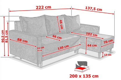 NEW! CORNER SOFA BED SNUGGY 222CM MANILA 20 UNIVERSAL CORNER RIGHT/LEFT / FOAM