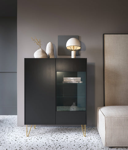 Display cabinet HARMONY 04 black / black marble
