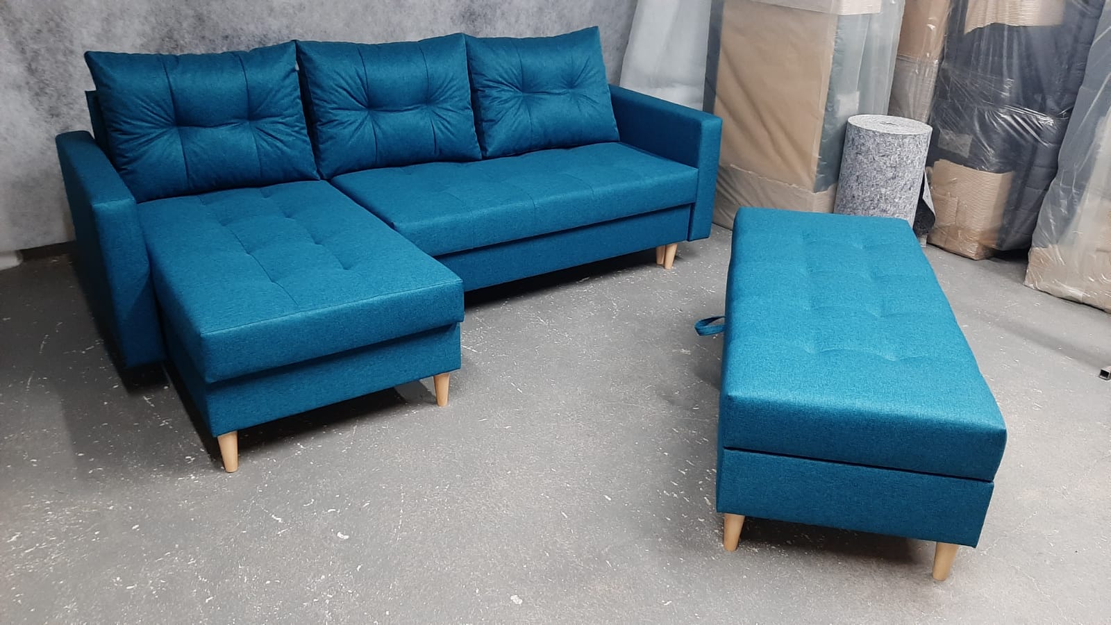 CORNER SOFA BED BRIAN 2X STORAGE SPACE MALMO 85 222x140cm universal RIGHT/LEFT CORNER / BONELL SPRINGS + FOAM
