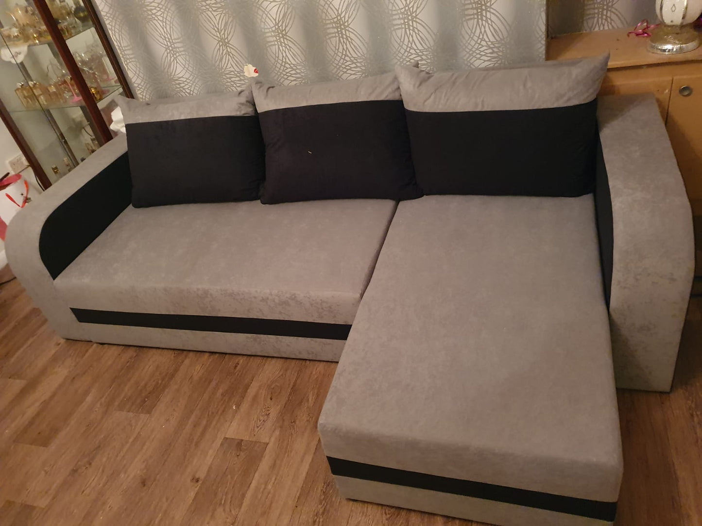 CORNER SOFA BED ALEXA GREY / BLACK 238cm universal RIGHT/LEFT CORNER / FOAM
