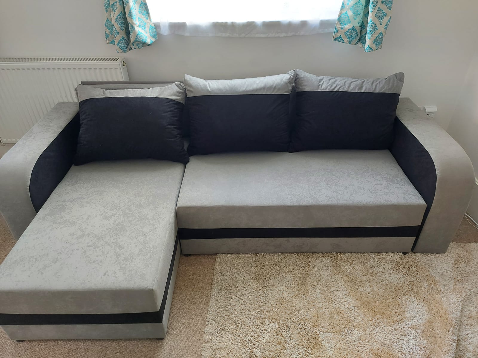 CORNER SOFA BED ALEXA GREY / BLACK 238cm universal RIGHT/LEFT CORNER / FOAM