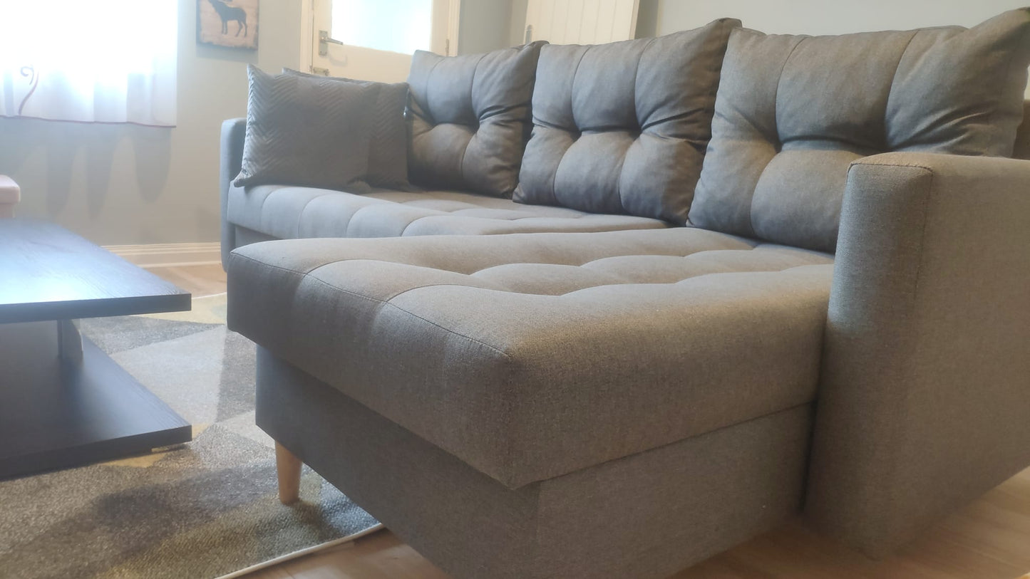 CORNER SOFA BED BRIAN 2X STORAGE SPACE MALMO 95 222x140cm universal RIGHT/LEFT CORNER / BONELL SPRINGS + FOAM