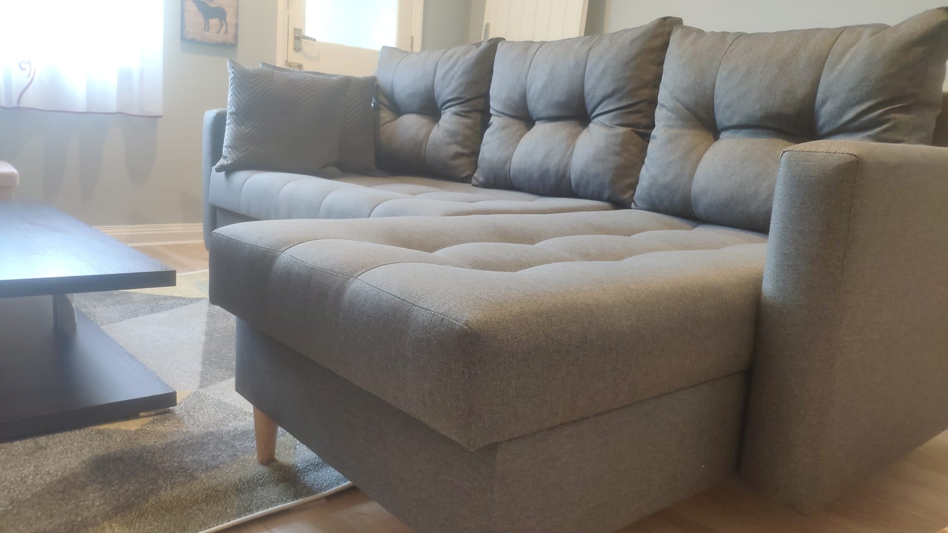 CORNER SOFA BED BRIAN 2X STORAGE SPACE MALMO 95 222x140cm universal RIGHT/LEFT CORNER / BONELL SPRINGS + FOAM