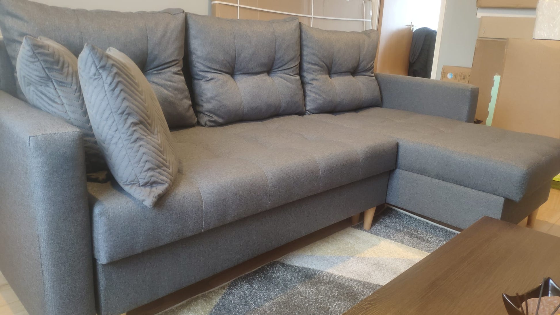 CORNER SOFA BED BRIAN 2X STORAGE SPACE MALMO 95 222x140cm universal RIGHT/LEFT CORNER / BONELL SPRINGS + FOAM