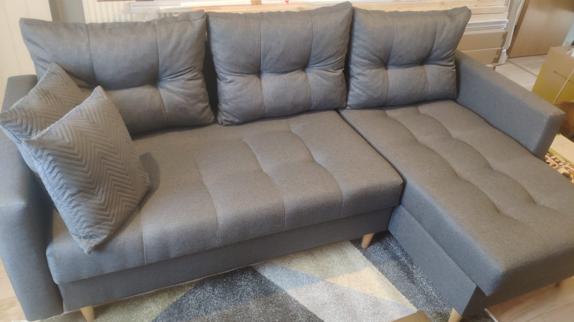 CORNER SOFA BED BRIAN 2X STORAGE SPACE MALMO 95 222x140cm universal RIGHT/LEFT CORNER / BONELL SPRINGS + FOAM