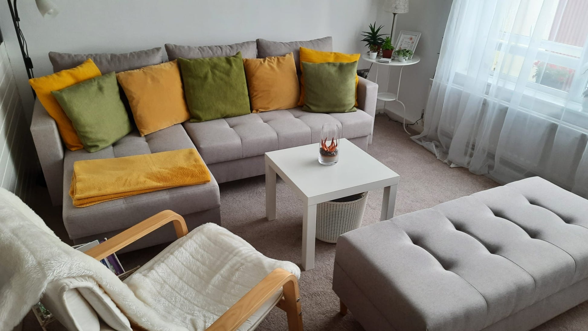 CORNER SOFA BED BRIAN 222CM + STORAGE PUFF / OTTOMAN MALMO 90 UNIVERSAL RIGHT/LEFT CORNER