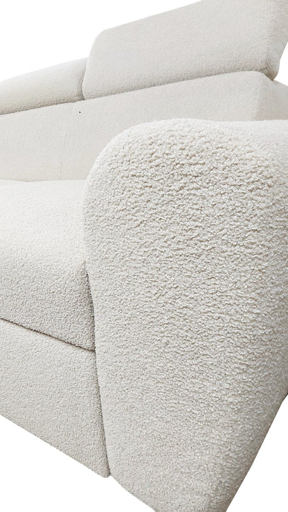 UNIVERSAL CORNER SOFA BED LAMBI 249CM BOUCLE FABRIC ADJUSTABLE HEADREST *CHOICE OF COLORS* / SPRINGS + FOAM