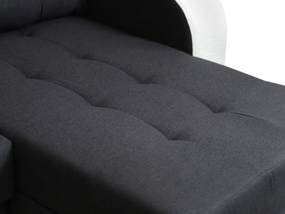 CORNER SOFA BED SAM GRAPHITE / WHITE 236CM 2X STORAGE SPACE universal RIGHT/LEFT CORNER / BONELL SPRINGS + FOAM