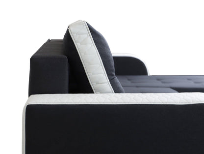 CORNER SOFA BED SAM GRAPHITE / WHITE 236CM 2X STORAGE SPACE universal RIGHT/LEFT CORNER / BONELL SPRINGS + FOAM