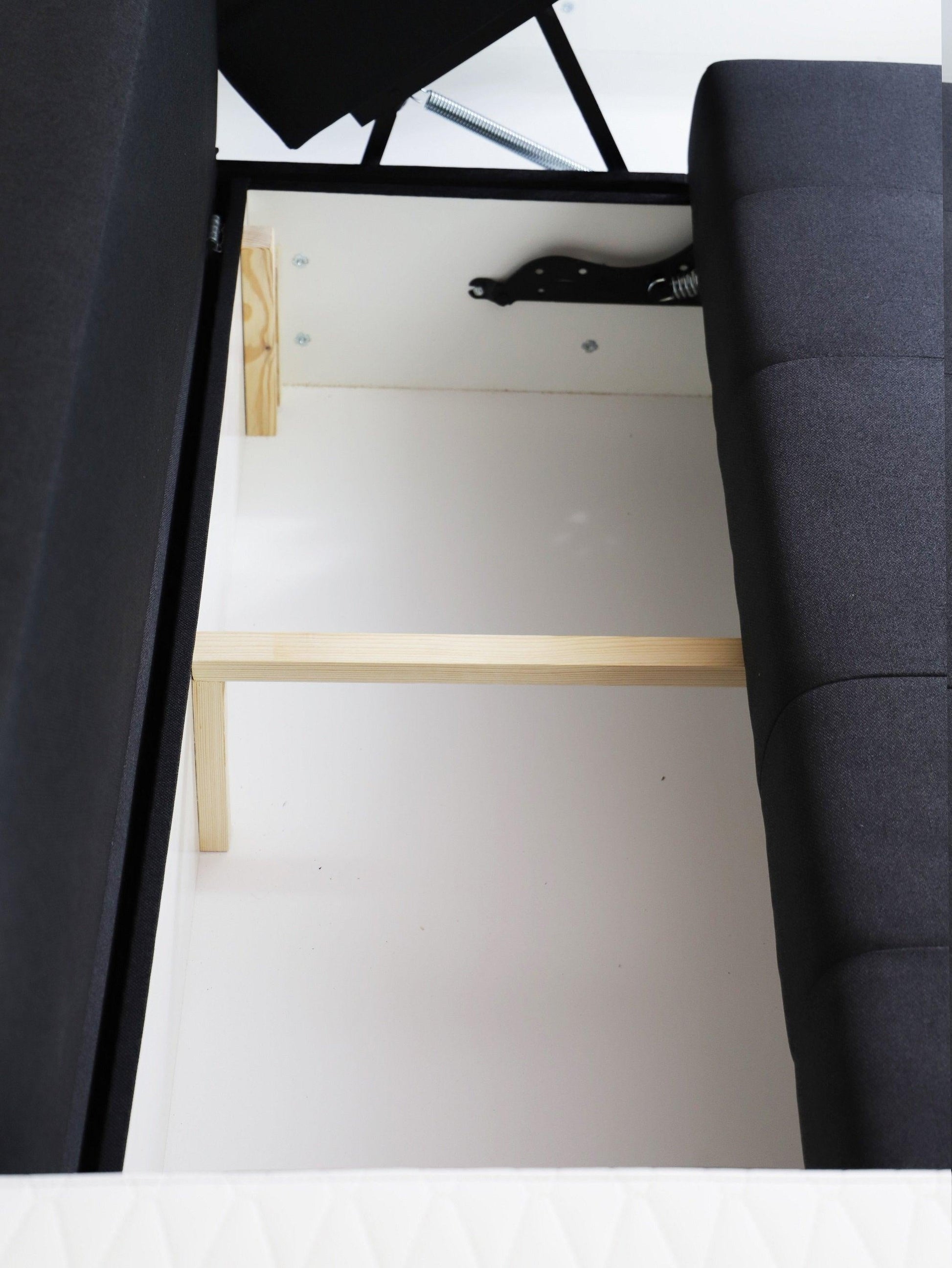 CORNER SOFA BED SAM GRAPHITE / WHITE 236CM 2X STORAGE SPACE universal RIGHT/LEFT CORNER / BONELL SPRINGS + FOAM