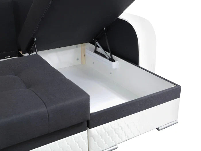 CORNER SOFA BED SAM TWIST 3 / BROWN 236CM 2X STORAGE SPACE universal RIGHT/LEFT CORNER / BONELL SPRINGS + FOAM