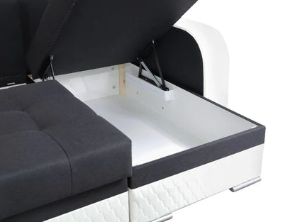 CORNER SOFA BED SAM GREEN MALMO 37 / BLACK 236CM 2X STORAGE SPACE universal RIGHT/LEFT CORNER / BONELL SPRINGS + FOAM