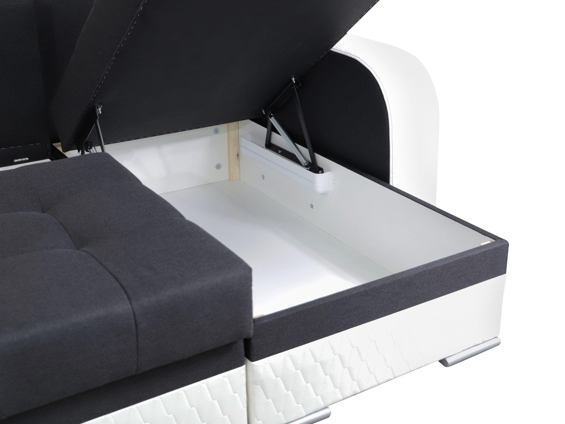 CORNER SOFA BED SAM GRAPHITE / WHITE 236CM 2X STORAGE SPACE universal RIGHT/LEFT CORNER / BONELL SPRINGS + FOAM