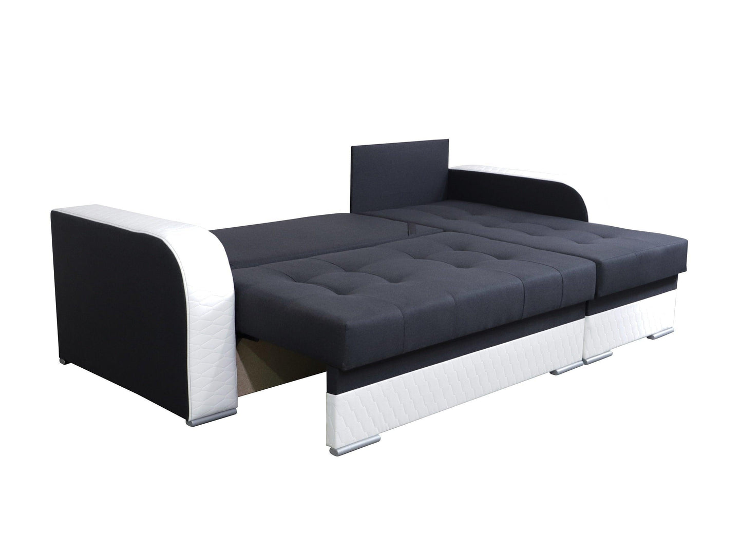 CORNER SOFA BED SAM GRAPHITE / WHITE 236CM 2X STORAGE SPACE universal RIGHT/LEFT CORNER / BONELL SPRINGS + FOAM
