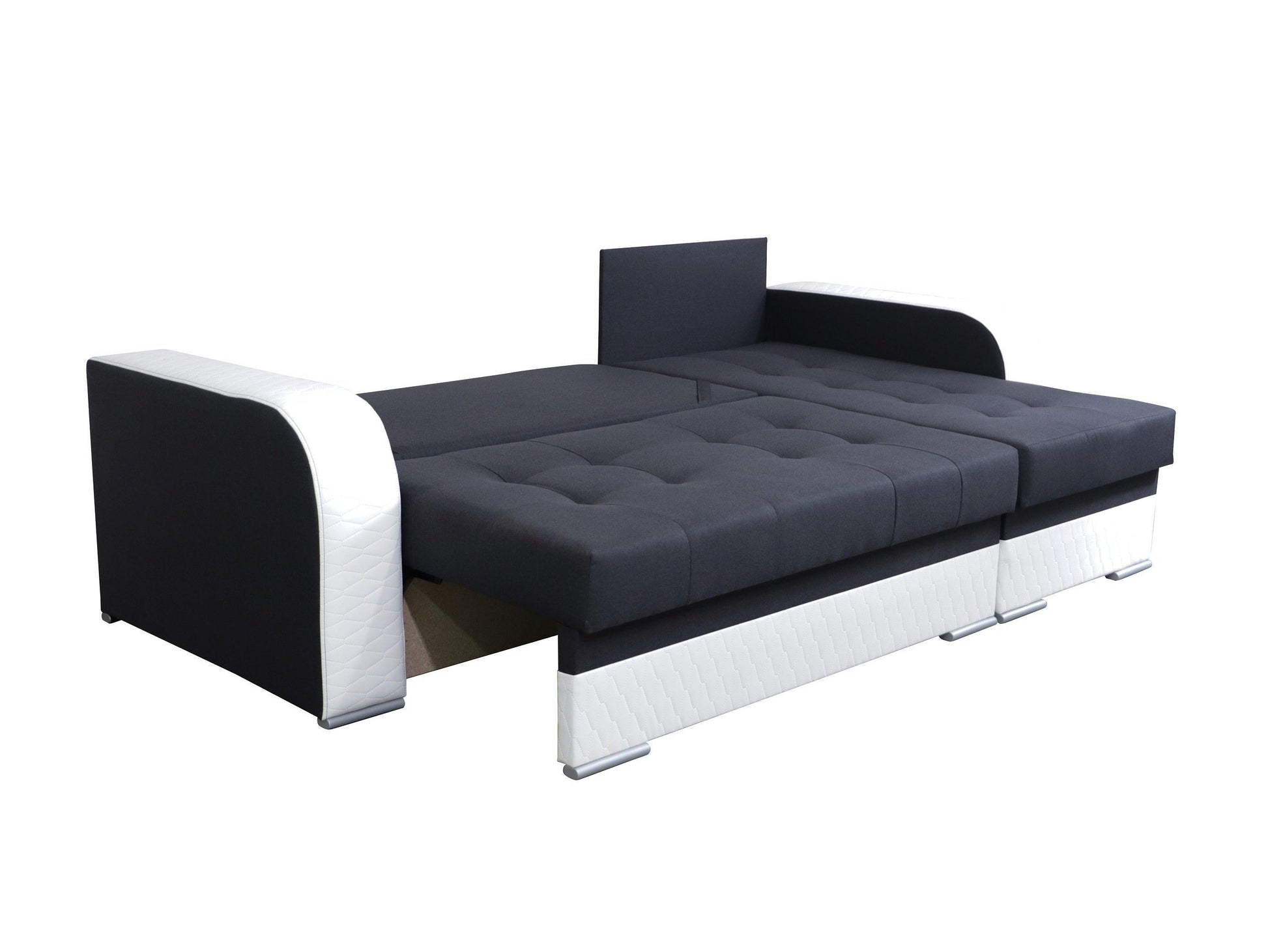CORNER SOFA BED SAM GRAPHITE / WHITE 236CM 2X STORAGE SPACE universal RIGHT/LEFT CORNER / BONELL SPRINGS + FOAM