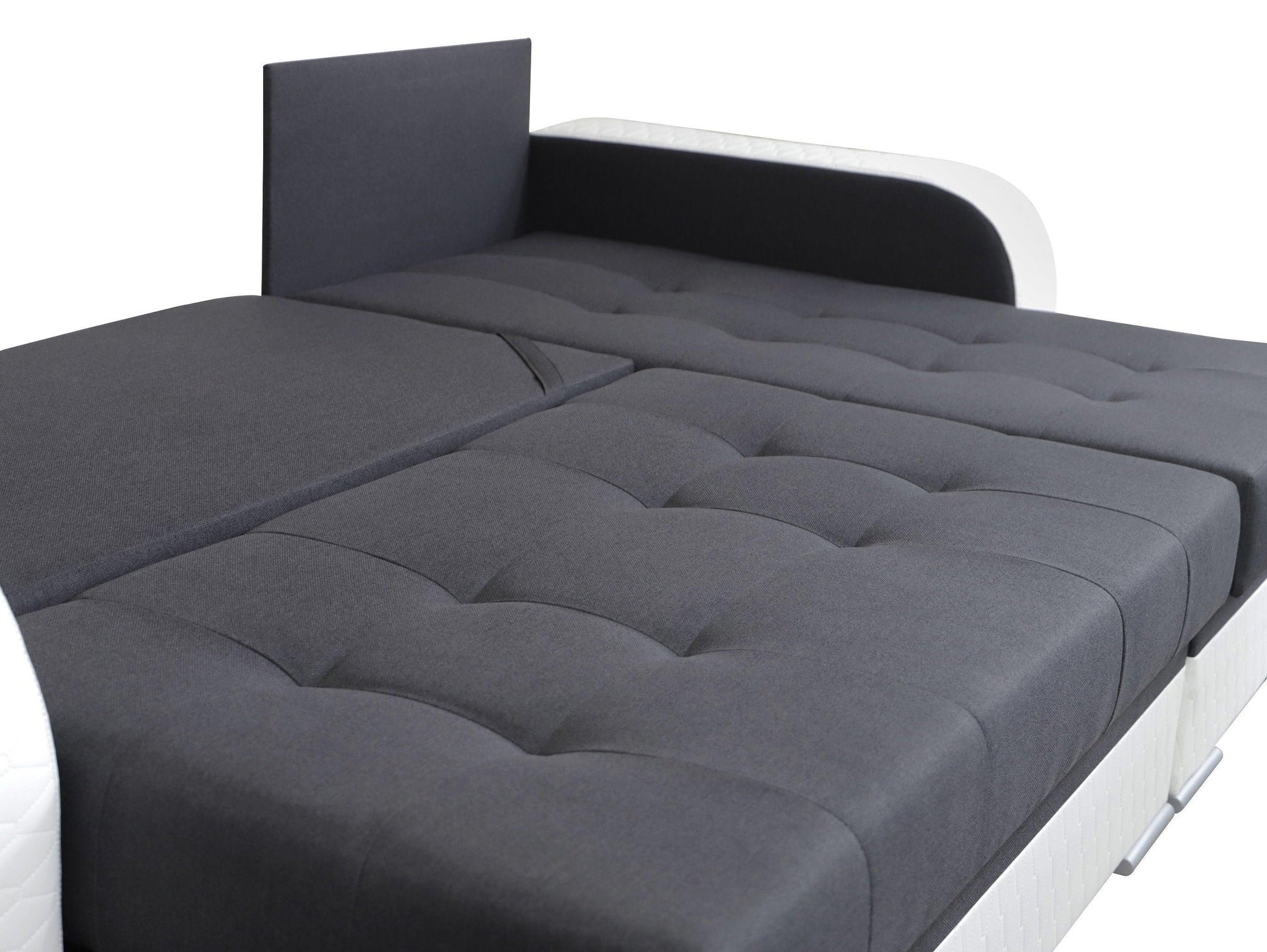 CORNER SOFA BED SAM GRAPHITE / WHITE 236CM 2X STORAGE SPACE universal RIGHT/LEFT CORNER / BONELL SPRINGS + FOAM