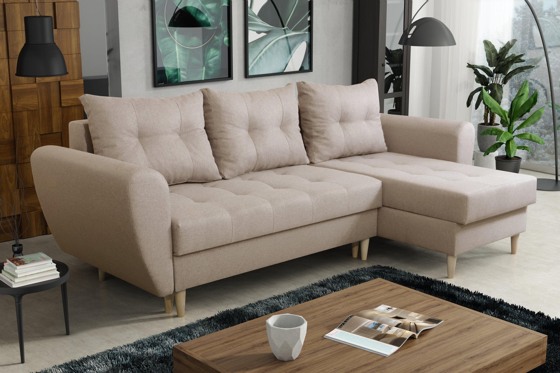 CORNER SOFA BED PALMO 2X STORAGE SPACE MALMO 05 240cm universal RIGHT/LEFT CORNER / BONELL SPRINGS + FOAM