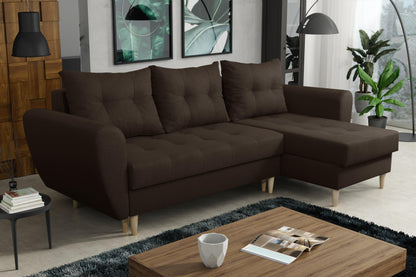 CORNER SOFA BED PALMO 2X STORAGE SPACE BROWN MALMO 28 240cm universal RIGHT/LEFT CORNER / BONELL SPRINGS + FOAM