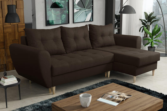 CORNER SOFA BED PALMO 2X STORAGE SPACE BROWN MALMO 28 240cm universal RIGHT/LEFT CORNER / BONELL SPRINGS + FOAM