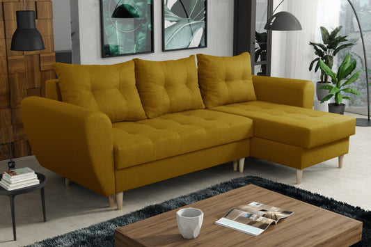 CORNER SOFA BED PALMO 2X STORAGE SPACE YELLOW MALMO 41 240cm universal RIGHT/LEFT CORNER / BONELL SPRINGS + FOAM