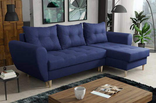 CORNER SOFA BED PALMO 2X STORAGE SPACE BLUE MALMO 79 240cm universal RIGHT/LEFT CORNER / BONELL SPRINGS + FOAM