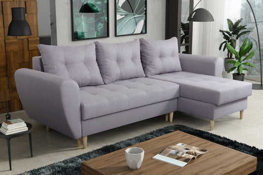 CORNER SOFA BED PALMO 2X STORAGE SPACE MALMO 90 GREY 240cm universal RIGHT/LEFT CORNER / BONELL SPRINGS + FOAM